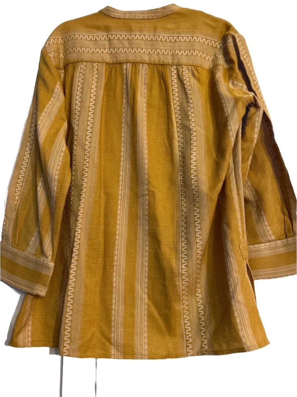 Tory Burch Set Women Sequin Embellished Yellow & Ivory Cotton Tunic 8 & Pants 6